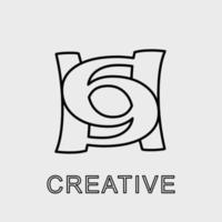 h 69 första text kreativ linje logotyp design vektor