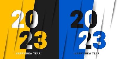 Frohes neues Jahr 2023 Grußkartenvorlage. trendiges neujahrsfeier-vektordesign. hintergrundillustration für banner, karte, cover vektor