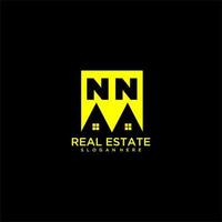 nn Anfangsmonogramm-Logo-Immobilien im quadratischen Design vektor