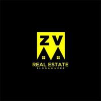 zv Anfangsmonogramm-Logo-Immobilien im quadratischen Design vektor