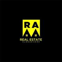 ra Anfangsmonogramm-Logo-Immobilien im quadratischen Design vektor