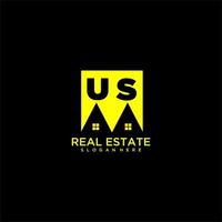 US-Anfangsmonogramm-Logo-Immobilien im quadratischen Design vektor