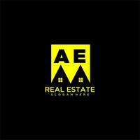 ae Anfangsmonogramm-Logo-Immobilien im quadratischen Design vektor