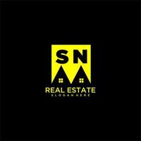 sn Anfangsmonogramm-Logo-Immobilien im quadratischen Design vektor