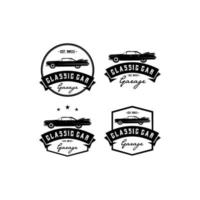 Oldtimer Garage Abzeichen 4 Set Logo vektor