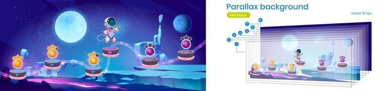 mobil Plats arkad spel parallax med astronaut vektor