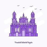 Primatial-Kathedrale Bogota Wahrzeichen lila gepunktete Linie Skyline-Vektor-Illustration vektor