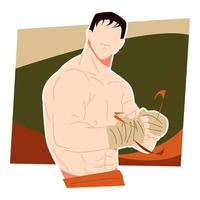 muskulöser Kämpfer, der seine Fäuste ballt. geeignet für sportthemen, wrestling, kampfsport usw. flache vektorillustration vektor