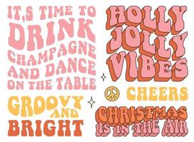 häftig hippie jul klistermärken. ord, slogan, text handla om jul, ny år, tomte, Skål. vektor