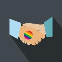 Handshake Homosexuell Regenbogen flache Ikone vektor