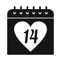 14. Februar Kalender einfaches Symbol vektor