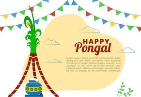 flaches pongal-fest des erntehintergrund-illustrationsdesigns vektor