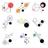 Reihe von abstrakten Elementen mit Kreisen und Linien. vektor isolierte illustration