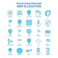 Karte und Standort Blauton-Icon-Pack 25 Icon-Sets vektor