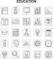 25 handgezeichnete Bildungssymbole setzen grauen Hintergrund, Vektordoodle vektor
