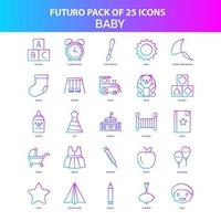 25 blaue und rosafarbene Futuro-Baby-Icon-Packs vektor