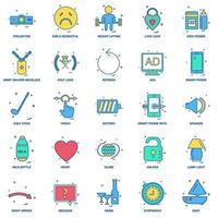 25 Business Concept Mix Flat Color Icon Set vektor