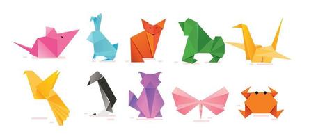 süße Origami Tierfiguren vektor