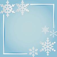 jul hörn snöflinga ram på blå lutning vektor