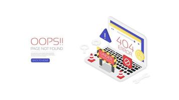 404 fel sida webbplats mall design vektor