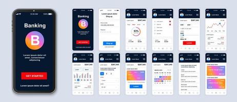 färgglada gradient mobilbank ui app smartphone gränssnitt vektor