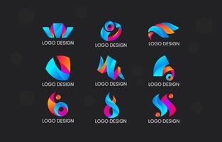 dynamischer Farbverlauf des abstrakten Logo-Pakets vektor