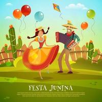 tecknad festa junina firande mall banner vektor