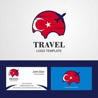 reisen türkei flaggenlogo und visitenkartendesign vektor