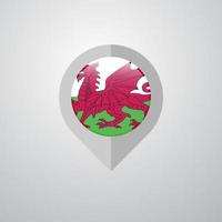 Karta navigering pekare med wales flagga design vektor