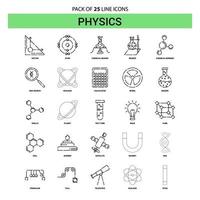 Physik-Liniensymbolsatz 25 gestrichelter Umrissstil vektor