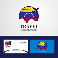 resa venezuela flagga logotyp och besöker kort design vektor