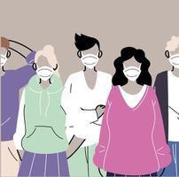 Gruppe von Menschen in medizinischen Schutzmasken vektor