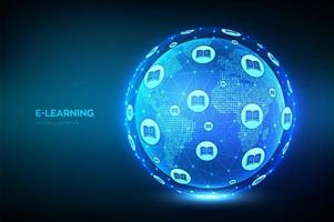 E-Learning Online-Bildung futuristisches Banner vektor