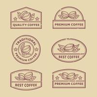 vintage kontur kaffe logotyp samlingar vektor