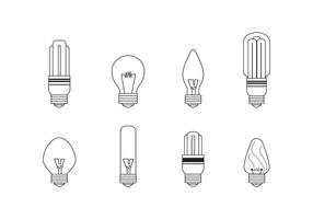 Linear Ampull Glödlampa Ikoner vektor