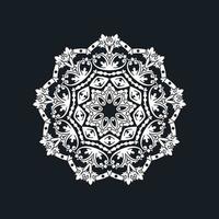 abstraktes weißes Mandala-Design auf Schwarz vektor