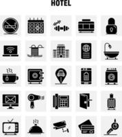 solide glyphensymbole des hotels für infografiken mobiles uxui-kit und druckdesign umfassen check-in-check-out-tür hotel mobile cell icon set vector