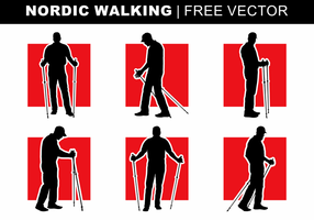 Nordic Walking Silhouettes Gratis Vector