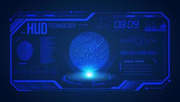 modern hud teknologi skärm bakgrund med blå klot vektor