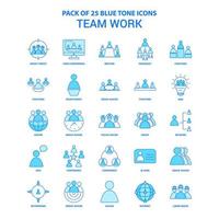 Teamarbeit Blauton-Icon-Pack 25 Icon-Sets vektor