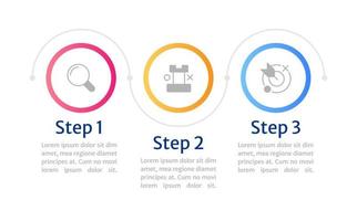 Designvorlage für Infografik-Diagramme zur Zielsetzung. bearbeitbares Infochart mit Symbolen. Anweisungsgrafiken mit 3-Schritt-Sequenz. visuelle Datenpräsentation vektor