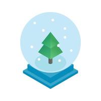 snö glas boll med jul träd ikon vektor
