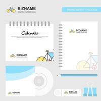 cykel logotyp kalender mall CD omslag dagbok och uSB varumärke stationär paket design vektor mall