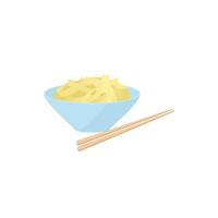 skål av ris med ätpinnar ikon, tecknad serie stil vektor