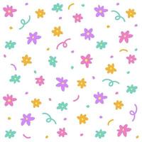 söt daisy blomma lila orange rosa mynta blå grön konfetti stänk gnistra ditsy blommig glans små polkadot punkt mini vår linje abstrakt färgrik pastell sömlös mönster bakgrund vektor