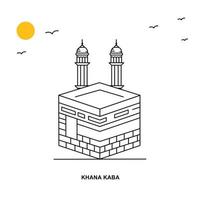 khana kaba monument weltreise natürlicher illustrationshintergrund im linienstil vektor