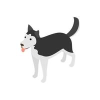 Husky-Hund-Symbol, isometrischer 3D-Stil vektor