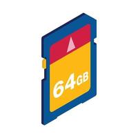 64 gb sd minne kort ikon, isometrisk 3d stil vektor