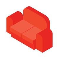 rotes Sofa isometrisches 3D-Symbol vektor