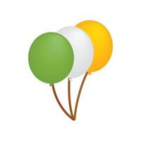 Luftballons in irischen Farben isometrisches 3D-Symbol vektor
